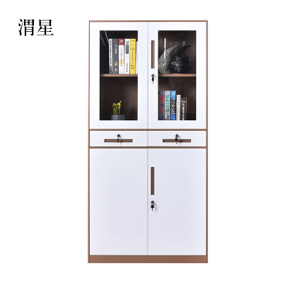 渭星钢制办公柜拆装文件柜套色灰白玻璃门资料柜窄边铁皮柜带锁档案柜