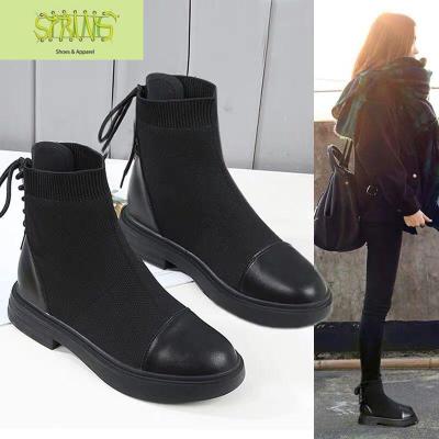 马丁靴女2019新款秋冬季百搭网红靴瘦瘦靴袜子靴加绒小短靴单靴子语娄