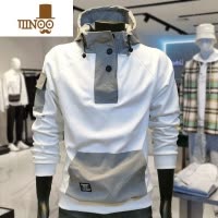 YANXU网红半高领卫衣男韩版潮流男士上衣服潮牌休闲欧美痞帅外套