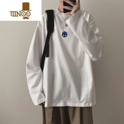 YANXU长袖t恤男潮宽松圆领内搭打底衫ins港风男士上衣百搭衣服