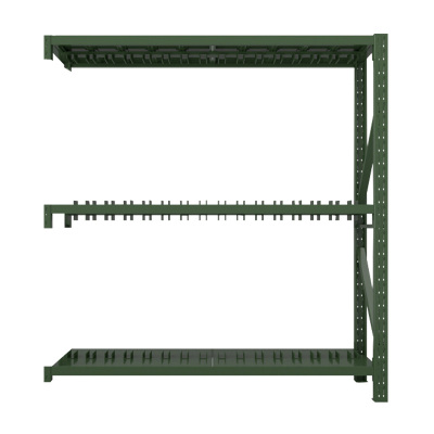 鑫升顺消防铁锹镐农具摆放架安保装备器材存放架绿色货架双层盾牌中型-副架
