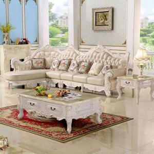 森美人欧式简约沙发大小户型客厅别墅组合皮艺实木转角简欧家具