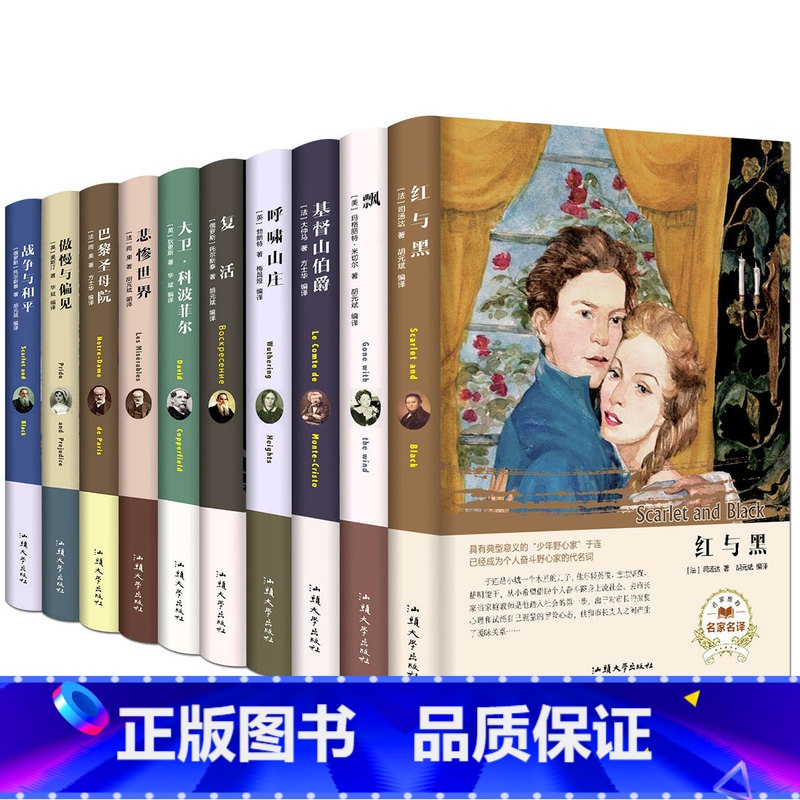 [正版]全10册 世界十大名著 红与黑巴黎圣母院傲慢与偏见复活书籍飘悲惨呼啸山庄外国名家小说青少初中生书经典文学