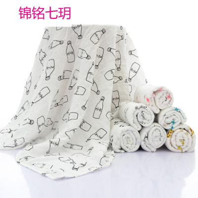 锦铭七玥婴童床品 纯棉A类双层纱布童被纯棉透气新生儿浴巾包巾抱被代发