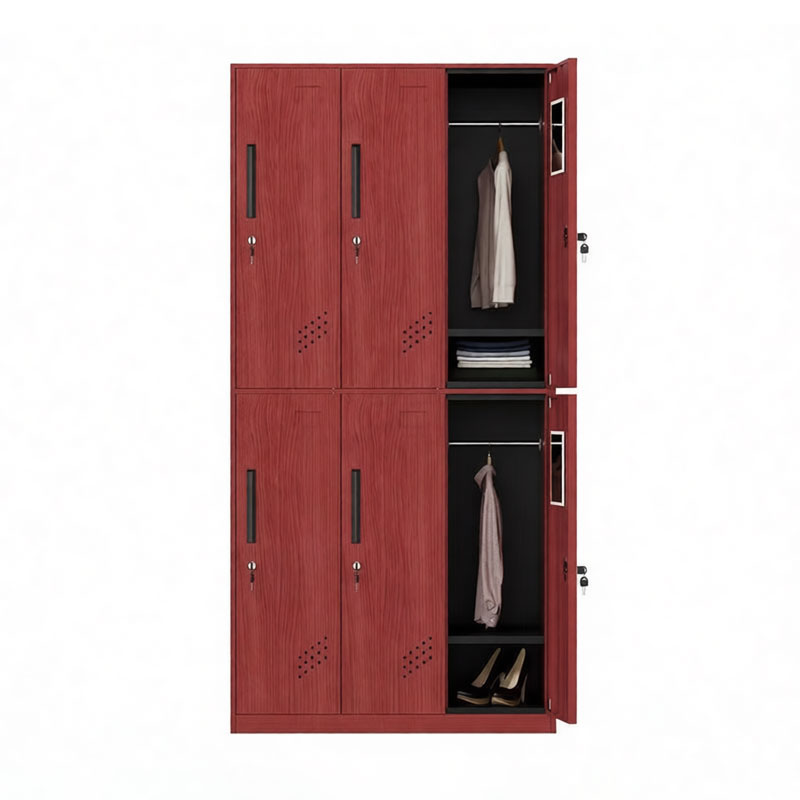 豫众诺 钢制更衣柜 红木纹六门更衣 台