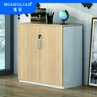 绵冠MIANGUAN木质二门储物柜文件柜带锁小柜子员工办公柜茶水柜收纳柜档案柜资料柜矮柜