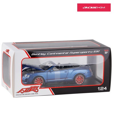 彩珀1:24宾利欧陆GT敞篷车仿真金属声光汽车模型儿童玩具礼品车蓝色敞篷