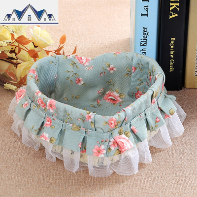 田园藤编收纳篮整理收纳筐桌面化妆品遥控器厨房收纳盒小篮子 三维工匠