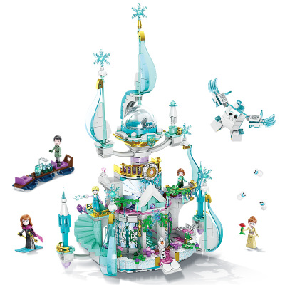 汇奇宝爱沙艾莎爱莎艾沙冰雪城堡奇缘周边宫殿女孩公主积木房子别墅玩具6-14岁梦幻冰雪城堡1255颗粒-
