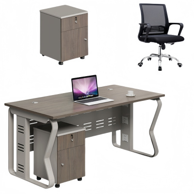 悦兴诚办公桌 单人位含柜椅120cm套