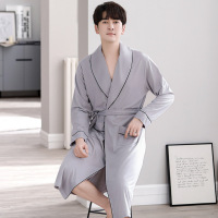 睡衣男士秋冬季莫代尔翻领长袖睡袍宽松加大码休闲晨袍浴袍家居服