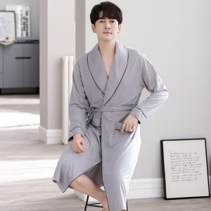 睡衣男士秋冬季莫代尔翻领长袖睡袍宽松加大码休闲晨袍浴袍家居服