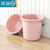 敬平大号水桶家用储水桶学生宿舍手提水塑料泡脚桶特大容量户外垃圾桶 大号盆+23L水桶(北欧粉)