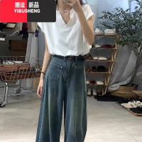 YIBUSHENG小个子白色v领短袖t恤女季宽松大码短款独特别致上衣设计感小众