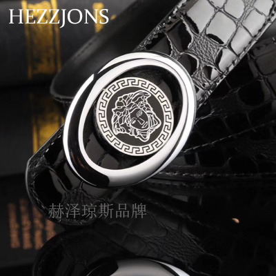 赫泽琼斯HEZZJONS男士皮带进口头层牛皮腰带青年时尚潮流真皮裤腰带男神正品美人头扣皮带礼盒腰带