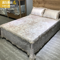 可水洗刺绣蕾丝边冰丝席三件套床裙床笠款夏凉席空调席子折叠双人 三维工匠凉席/凉枕