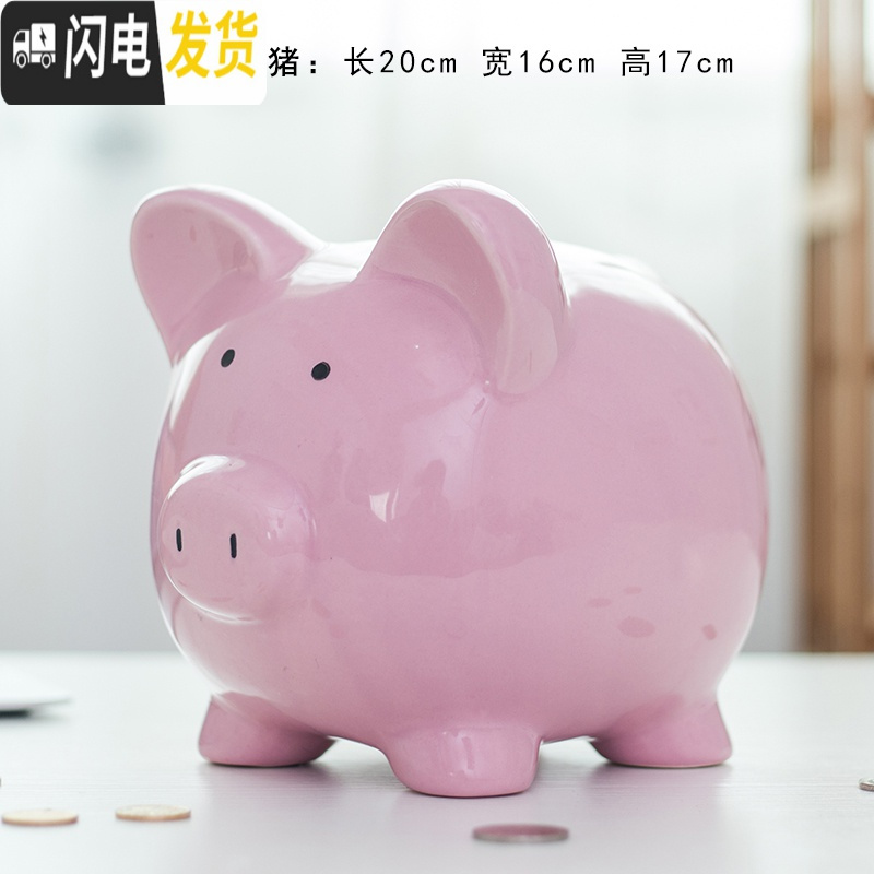 三维工匠只进不出陶瓷猪存钱罐不能取出纸币存储罐打不开的成人硬币
