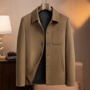 纯羊毛茄克男式青年潮流羊毛夹克100%羊毛秋冬新款加棉羊毛外套男