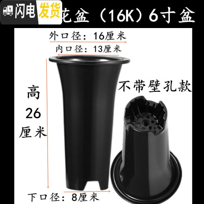 三维工匠塑料加厚加高兰盆带壁孔和不带壁孔款式花盆底自带沥水罩 5号16K兰花盆[6寸]没有拖盘 10个[同号]花盆容器