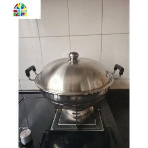 加厚400不锈钢双耳炒锅蒸锅两用电磁炉通用烹饪厨具圆底平底蒸片 FENGHOU 36圆底锅(单锅无盖无蒸片)