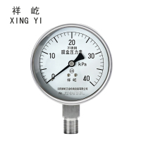 祥屹 不锈钢膜盒压力表 YE100BF 0-40Kpa 块