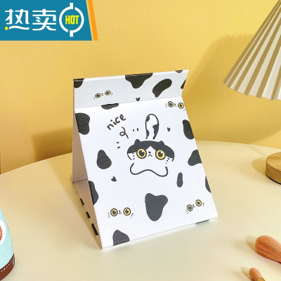 敬平ins风家用化妆镜学生少女心便携桌面折叠镜子高清梳妆镜女 小猫咪 [破损包赔]便携式用镜