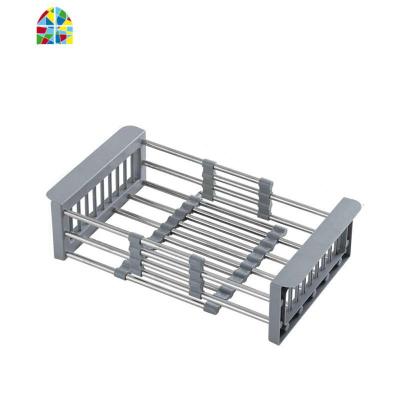 厨房水沥至物水架不锈钢水池可伸缩洗碗洗菜盆餐具滤水篮 FENGHOU 不锈钢水槽[伸缩款小号]洗菜篮洗菜篮