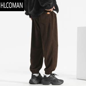 HLCOMAN加绒男士卫裤灯芯绒男裤子宽松束脚裤冬季男裤运动长裤休闲裤