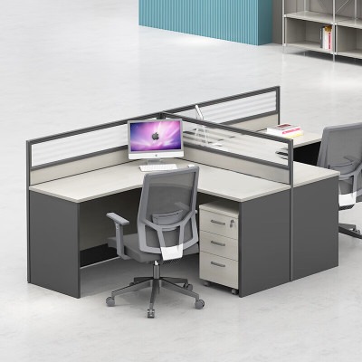 域赢屏风桌办公桌员工位卡座桌电脑桌办公桌T字型双人位[含柜椅]