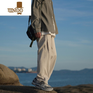 YANXUE2023秋季新款男休闲裤225g英伦斜纽扣设计感百搭宽松直筒长裤潮