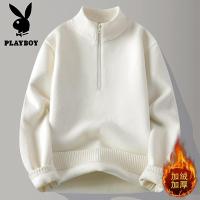 花花公子新款高品质[新款]2025年冬半高拉链领针织毛衣男
