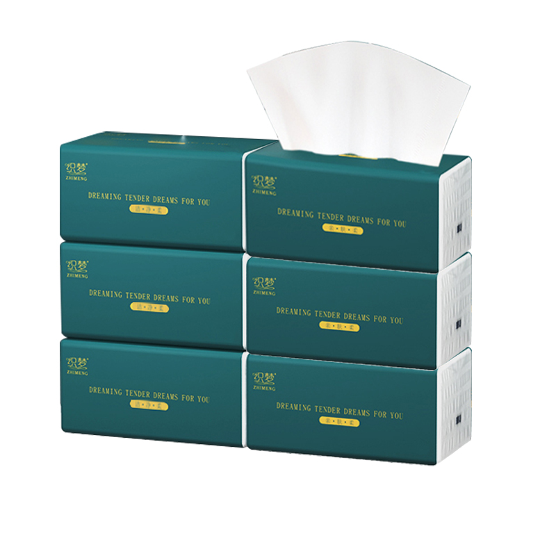 织梦 可湿水抽取式纸面巾5层80抽每包原生木浆抽纸纸巾实惠装餐巾纸家庭装纸抽卫生纸家用母婴可用 6包装