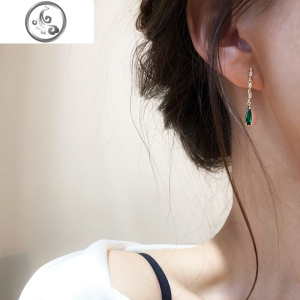 耳饰925纯银女圣诞冬季翡翠圣诞节水滴耳钉耳环2019新款潮ins耳坠 JiMi 现货