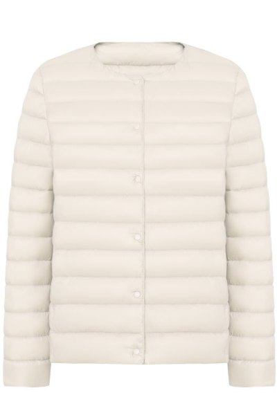 女式新款90绒纯色女装圆领V领简约长袖羽绒服外套