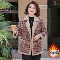 新款妈妈中老年女装外套40-60岁女士休闲大衣加绒保暖一体绒冬装
