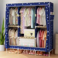 家时光 简易衣柜实木牛津布衣柜双人易拼装组合衣柜非钢管经济型柜子