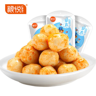 满199-120-粮悦大吃兄鱼丸零食特产海鲜零食即食鱼制品休闲小吃香辣味
