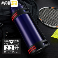 三维工匠不锈钢大保温杯家用户外便携男保温瓶大容量车载旅游水壶2.0 晴空蓝2.2
