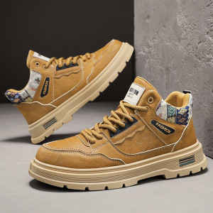 新款马丁靴男士高帮英伦皮面时尚工装靴子秋冬季男鞋MenBoot