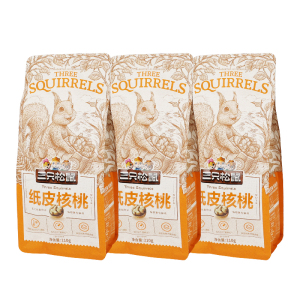 三只松鼠纸皮核桃原味薄皮坚果干果小吃纸皮核桃210g*3袋