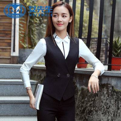 Mrfemale/女先生女士马甲-2018春季新款职业马夹套装西装时尚韩版OL商务西服正装面试工作服酒店工装制服