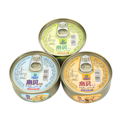 即食大连扇贝肉罐头100gX3罐海鲜特产网红零食下饭菜佐餐小吃罐装