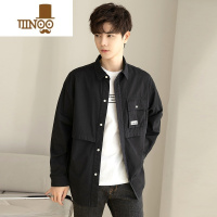 YANXU工装衬衫式外套男新款潮牌休闲设计感青年长袖百搭衬衣