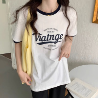 棉质 韩版夏季宽松短袖T恤女学生大码上衣女士打底衫女装