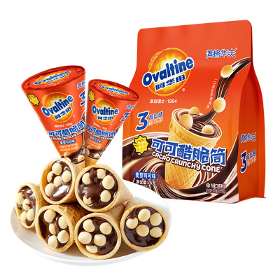 阿华田可可酷脆筒76g早餐下午茶解馋零食脆皮饼干代餐饱腹速食品