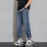 潮牌牛仔长裤男 美式复古水洗做旧裤 男士宽松直筒阔腿裤工厂直供