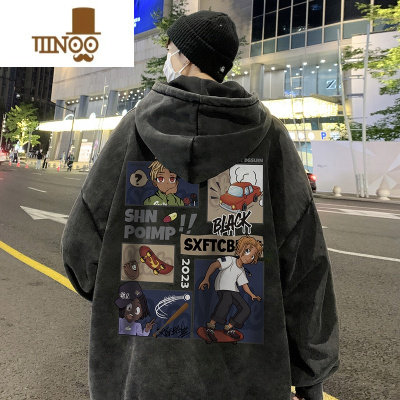 YANXU新款美式卫衣男士潮流连帽上衣高街宽松大码休闲外套