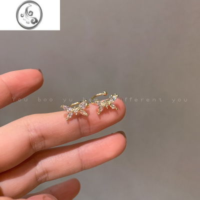 JiMi锆石花朵蝴蝶造型耳夹耳骨夹无耳洞小众高级感仙气森系设计耳饰女