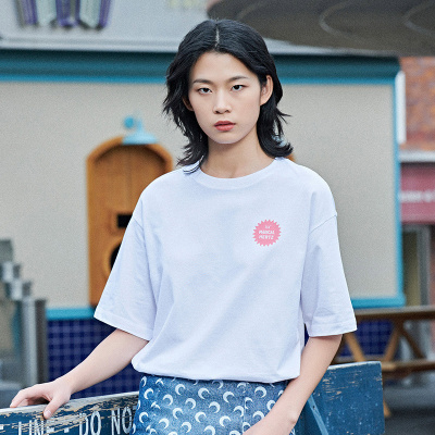 361°运动T恤女夏季新款宽松休闲上衣生活圆领套头短袖女士