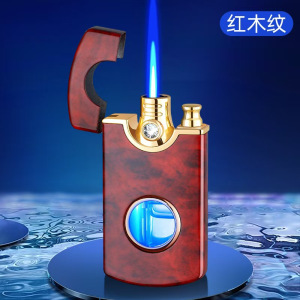 新款防风充气打火机个性直冲炫酷镶钻真表盘手表蓝焰点烟器送男友